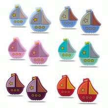 1個新款卡通帆船形矽膠珠,適用於兒童diy珠寶製作 - 紅色 - 查看 4