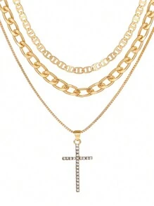 1pc European And American New Small Personalized Multi-Layer Cross Pendant Fashionable And Luxurious Necklace For Women - 001 - View 1