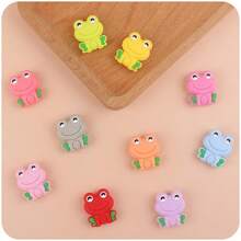 1pc New Children's Art And Handicraft Cartoon Animal Frog Silicone Bead, Creative Cartoon Diy Children's Silicone Beads Handmade Jewelry Accessories - Watermelon Pink - View 4