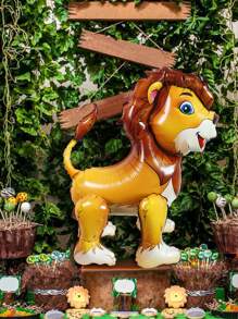 1pc Walking Lion Aluminum Foil Balloon, Perfect For Wild Themed Birthday Party, Jungle Wildlife Party Decor, Baby Shower Zoo Decoration, Back To School Decor, Christmas - Multicolor - View 5