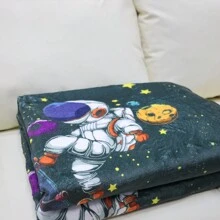 1條太空溜冰人絨毯,數字印刷,柔軟舒適,方便攜帶,適用於野營和野餐