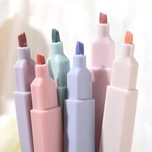 6pcs Random Graffiti Neon Markers With Soft Tips For Students' Marker Pen, Sketching, Watercolor Painting, Style Highlighters For Eye Protection - Multicolor - View 3