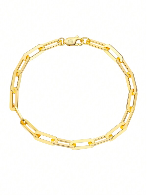 1 Peça Pulseira Para Mão Feminina Única De Corrente De Clipe De Papel Genuína De Prata Esterlina 925, Linda Joia De Presente Para Festa De Aniversário Ou Aniversário
