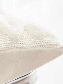 1入心型圖案毛絨枕套,現代簡約風格,秋冬季節暖和柔軟的坐墊套,適用於客廳沙發、臥室枕頭 - 白色 - 查看 3