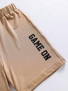 Ensemble de 2 pièces pour garçon pré-adolescent avec Haut imprimé à manches courtes console de jeu et short imprimé avec des lettres