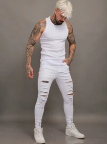 Men Jeans - trắng - Xem 7