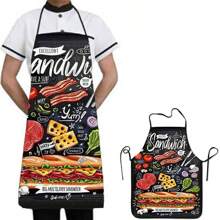 三明治卡通印花有趣創意防污圍裙 - 彩色 - 查看 1