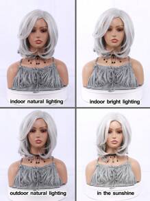 amir hair Ngắn Dợn sóng Tóc giả Bóng Màu xám Hỗn hợp Trắng Quăn Bob Tóc giả Đối với phụ nữ Cằm Chiều dài Xám Nhiều lớp Dợn sóng Bob Tóc giả Tóc mái Vẻ ngoài Tự nhiên Tóc giả tổng hợp Đối với Quý cô Hằng ngày Hóa trang Tóc Tóc giả - Màu Xám nhạt - Xem 10