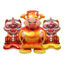 1入組40*90cm新年裝飾照片道具氣球 4d立體大財神和卡通獅氣球 - 銅色 - 查看 3