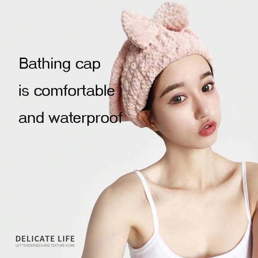 1個女士沐浴淋浴帽,超強吸水速乾,防毛躁適合長髮,加厚,隨機顏色 - 彩色 - 查看 1