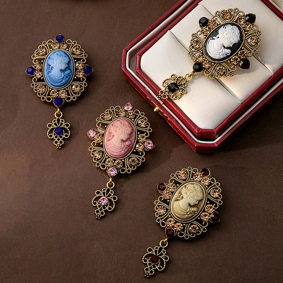 Vintage  Elegant Queen Head Portrait Brooch For Women Antique Wedding Bridal Bouquet Clothing Jewelry - Beauty Head - View 1