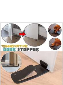 1個多功能隱形門擋,易安裝的牆壁保護器,無需釘孔門止 - 黑色 - 查看 8
