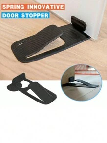 1個多功能隱形門擋,易安裝的牆壁保護器,無需釘孔門止 - 黑色 - 查看 2