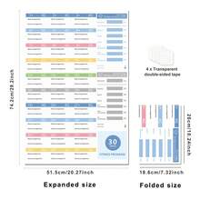 1入組健身減重計劃書，30天健身計劃餐單用於日常健康追蹤，健身房運動日記和減重計劃，附有4張雙面膠帶