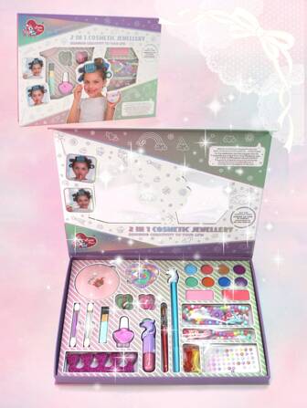 Juguete de maquillaje de belleza, juego de cosméticos de moda y DIY elegante, set de maquillaje de moda. Juguetes para niñas. Los productos están diseñados para ser seguros e inofensivos, el maquillaje talla grande especial para niños. Un buen regalo para niños. Maquillaje dulce. Seguro y material.