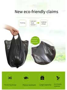 1pc Home Use Thickened Black Vest Handle Style Disposable Garbage Plastic Bag, 50pcs/Pack - Black - View 1