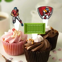 1 套美式足球主題生日蛋糕裝飾,足球蛋糕簽裝飾 - 彩色 - 查看 6