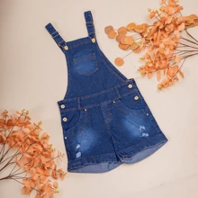 Macacão Infantil Jardineira Jeans Menina Juvenil Short