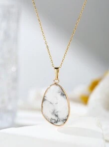 Natural Stone Bezel Wrapped Oval Egg-Shaped Pendant Necklace Unisex Style Festival Present - Necklace - View 16