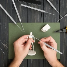 6/8 件套纹理陶土工具 DIY 工具雕刻粘土不锈钢工具造型打孔粘土陶瓷雕塑工具 - 銀色 - 查看 10