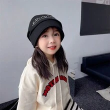 兒童帽子,春季/秋季,新時尚,歐洲風格,防風保暖,針織野帽,適合3-12歲男女,頭圍50-55cm - 黑色 - 查看 4