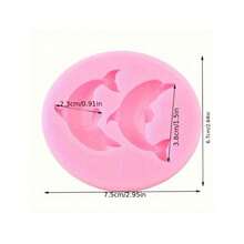 海豚矽膠模具糖工糕點裝飾工具diy烘焙模具糖果樹脂黏土模具巧克力糊狀糖模具 - 粉色 - 查看 3