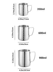1pc Stainless Steel Milk Frothing Pitcher For Latte Art, Thick Milk Frother Jug, Coffee Shop Accessories, Suitable For Latte Art, Gifts For Friends, Coffee House, Restaurant, Garden, Leisure Bar, Dessert Shop, Home, Office, 250ml/350ml/600ml/900ml Back To School - Silver - View 2