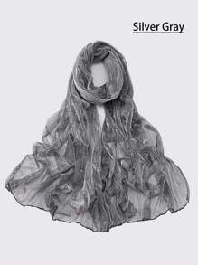 1條女士純色絲巾,金箔印花,時尚百搭,適合春夏,透氣防曬,多用途適合樣式頭巾優雅 - 彩色 - 查看 19