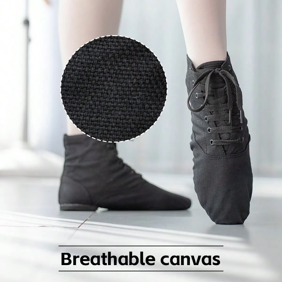 分割式的帆布爵士舞鞋 - 黑色 - 查看 1