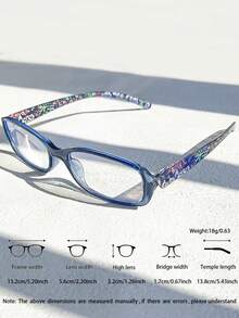 1 副男女通用轻便矩形无螺丝印花眼镜，适合工作、日常使用、电脑和抗疲劳、情侣礼物 - 無色 - 查看 2