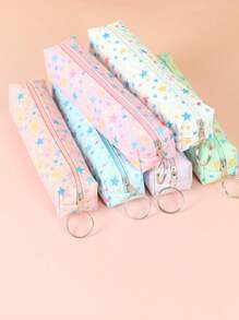 1pc Colorful Star Print Multifunctional Pen Case For Students - Purple - View 4