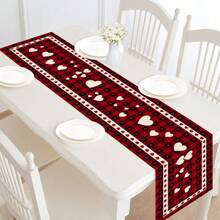 1入組情人節快樂紅黑相間格子桌旗,季節性周年紀念日婚禮節日廚房桌面裝飾,適用於室內或室外家庭派對裝飾,尺寸為13 X 72 英寸 - 彩色 - 查看 1