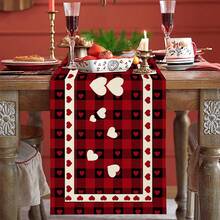 1入組情人節快樂紅黑相間格子桌旗,季節性周年紀念日婚禮節日廚房桌面裝飾,適用於室內或室外家庭派對裝飾,尺寸為13 X 72 英寸 - 彩色 - 查看 4