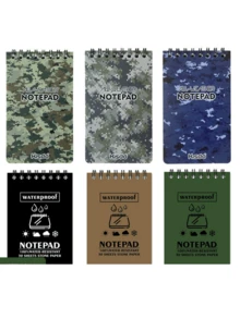 適合戶外活動的防水螺旋筆記本,附尺子,尺寸為厘米/英寸,12x8cm - 黑色 - 查看 4