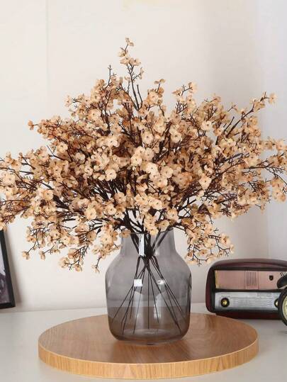 1 Pc Artificial Flower, Artificial Flowers Bulk Real Touch Faux Gypsophila Bouquet Fake Plastic Silk Flowers, For Home Kitchen Bedroom Wedding Festival, Party Decoration(Autumn White), Valentine Day, Gift Gifts Birthday Graduation