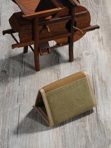 JEMINAL Young Street-Style Canvas Wallet With Tri-Fold Design & Hook And Loop, Suitable For Men & Women, Students, Outdoors And Casual Activities; Can Add Accessories To The Wallet - Mustard Yellow - View 2