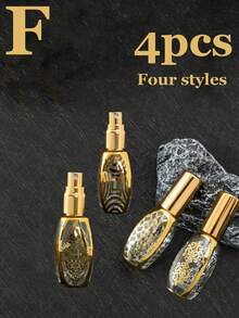 1-4入組10ml空玻璃噴霧瓶,可重複使用的旅行香水噴霧器,可攜式化妝品容器 - 黃色 - 查看 4