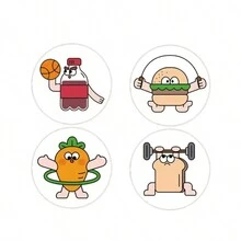 兒童啟發貼紙可愛動物貼紙超級可愛小貓小狗星星貼紙捲,適用於日記信封玩具裝飾貼紙、烘焙花材包裝禮品裝飾貼紙 - 彩色 - 查看 4