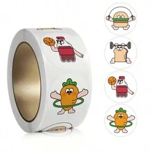 兒童啟發貼紙可愛動物貼紙超級可愛小貓小狗星星貼紙捲,適用於日記信封玩具裝飾貼紙、烘焙花材包裝禮品裝飾貼紙 - 彩色 - 查看 1