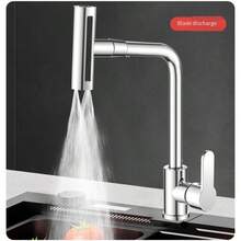 新款廚房水龍頭帶軟管高弧水龍頭冷熱水四種模式 - 亮色 - 查看 5