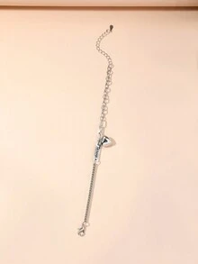 1 Pc Retro -Style Heart -Shaped Pendant Bracelet Lady Daily Life - Silver - View 2