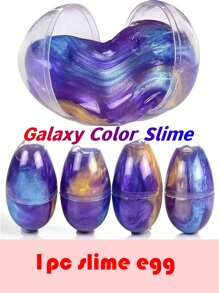1pc創意史萊姆星空泥七彩水晶泥星空蛋七彩蛋彩泥星空海洋珠光泥diy減壓玩具 - 彩色 - 查看 1