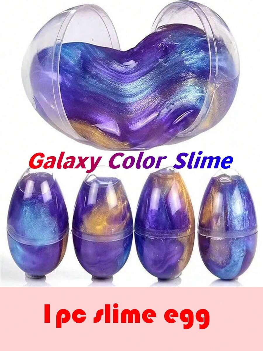 1pc創意史萊姆星空泥七彩水晶泥星空蛋七彩蛋彩泥星空海洋珠光泥diy減壓玩具 - 彩色 - 查看 1