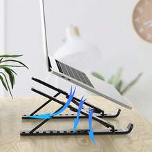 1pc Laptop Multifunctional Desktop Heightening Bracket, Monitor Portable Folding Lift Cooling Computer Support Bracket - White - View 4