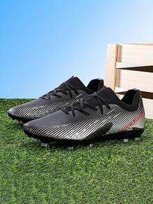 男式足球鞋,防滑釘專業高幫透氣運動靴,戶外室內適用,羅納爾多足球鞋 - 黑色 - 查看 3