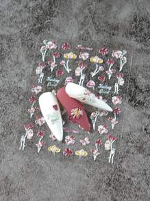 4pcs/Set Spring Flowers, Birds And Plants Relief Nail Stickers - Multicolor - View 5