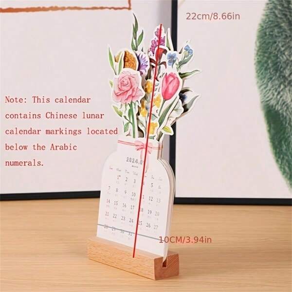 2024 Neujahr Blumen Schreibtischkalender, Kreativer Blumen