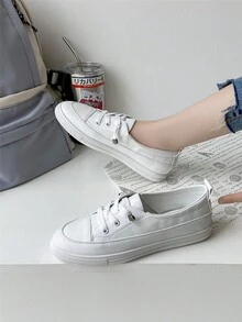 Women's White Sneakers 2023 Spring And Autumn New Style Flat Casual Slip-On Sneakers, Breathable Mesh Design, Stylish And Versatile - White - View 4