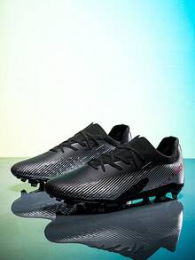 男式足球鞋,防滑釘專業高幫透氣運動靴,戶外室內適用,羅納爾多足球鞋 - 黑色 - 查看 6