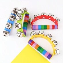 1入手持鈴鐺樂器手持鈴鐺,音樂鈴樂器,木柄鈴鐺,適用於情人節工藝裝飾（5只鈴鐺） - 顏色隨機 - 查看 4